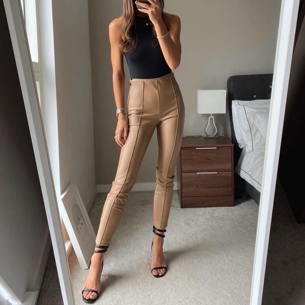 Stylish Tan High-Waisted Women's Pants